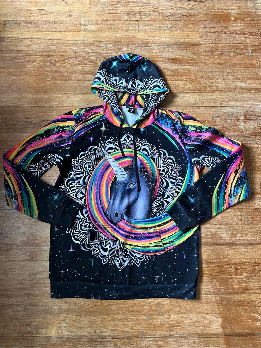 Electro Threads Unicorn Rainbow Galaxy Hoodie size medium